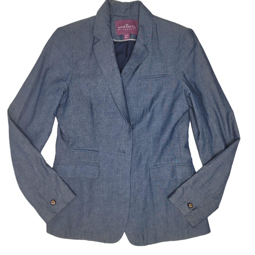 The Savile Row Co London blazer jacket blue gray size medium